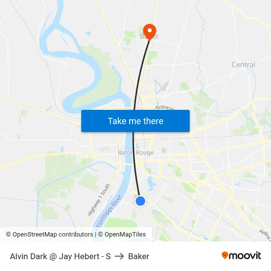 Alvin Dark @ Jay Hebert - S to Baker map