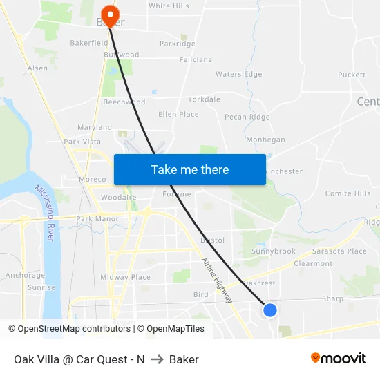 Oak Villa @ Car Quest - N to Baker map