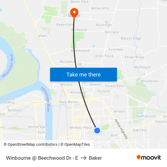 Winbourne @ Beechwood Dr - E to Baker map