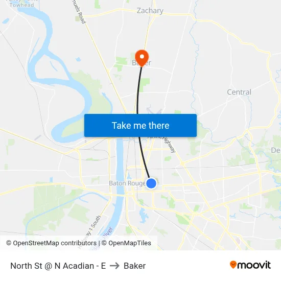 North St @ N Acadian - E to Baker map