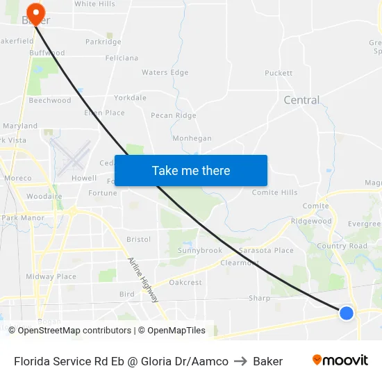 Florida Service Rd Eb @ Gloria Dr/Aamco to Baker map