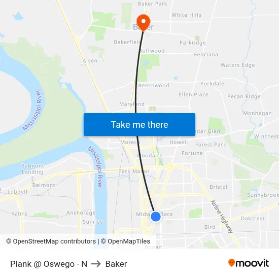 Plank @ Oswego - N to Baker map