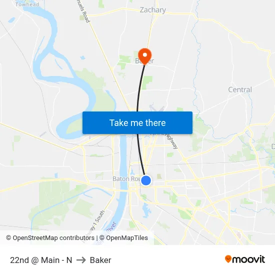 22nd @ Main - N to Baker map