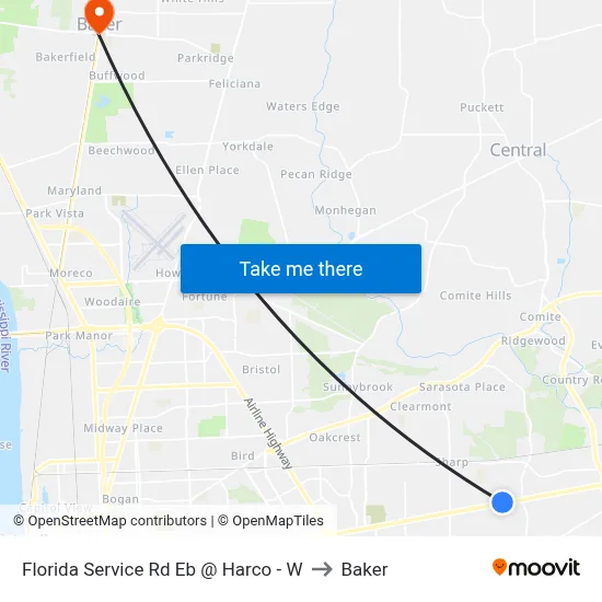 Florida Service Rd Eb @ Harco - W to Baker map