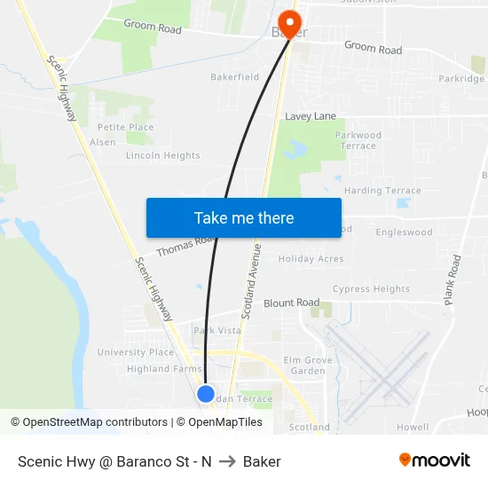 Scenic Hwy @ Baranco St - N to Baker map