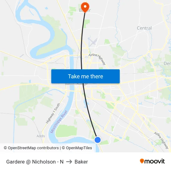 Gardere @ Nicholson - N to Baker map