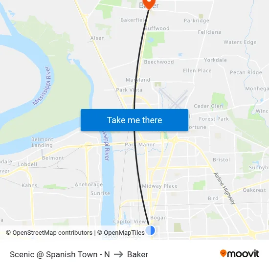 Scenic @ Spanish Town - N to Baker map