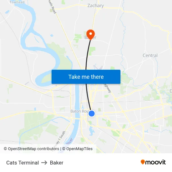 Cats Terminal to Baker map