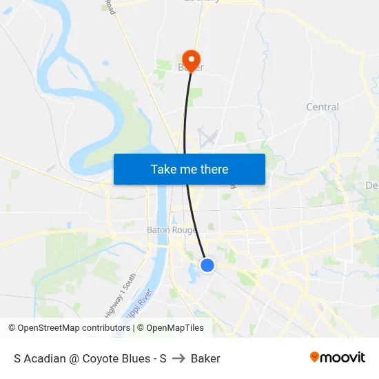 S Acadian @ Coyote Blues - S to Baker map