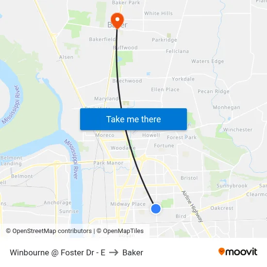 Winbourne @ Foster Dr - E to Baker map