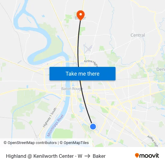 Highland @ Kenilworth Center - W to Baker map