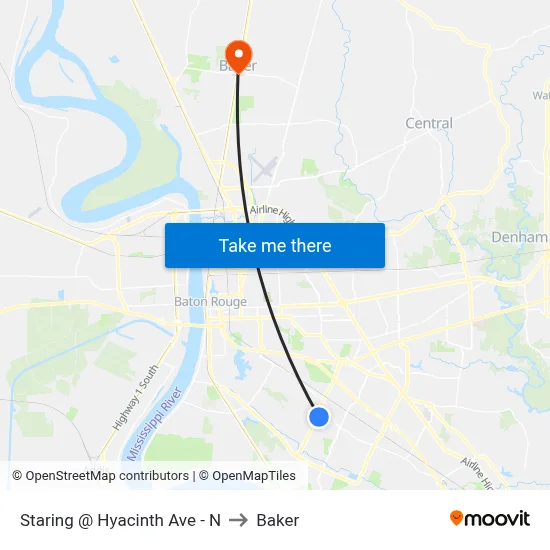 Staring @ Hyacinth Ave - N to Baker map