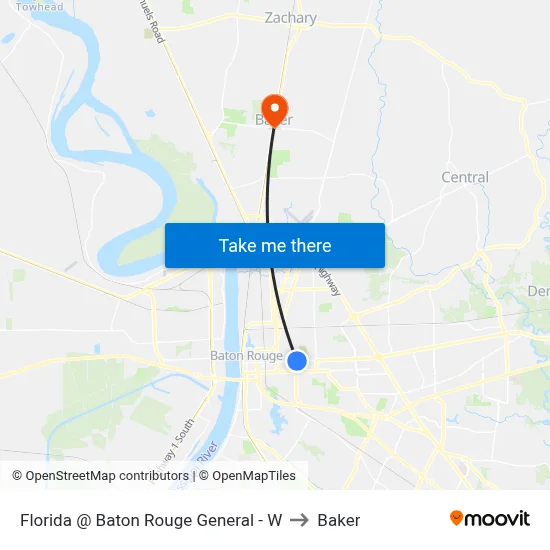 Florida @ Baton Rouge General - W to Baker map
