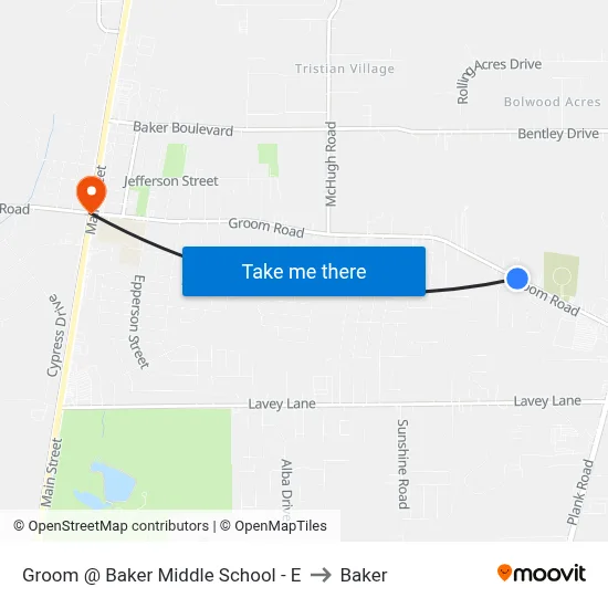 Groom @ Baker Middle School - E to Baker map
