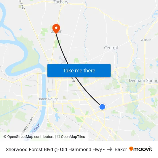Sherwood Forest Blvd @ Old Hammond Hwy - to Baker map