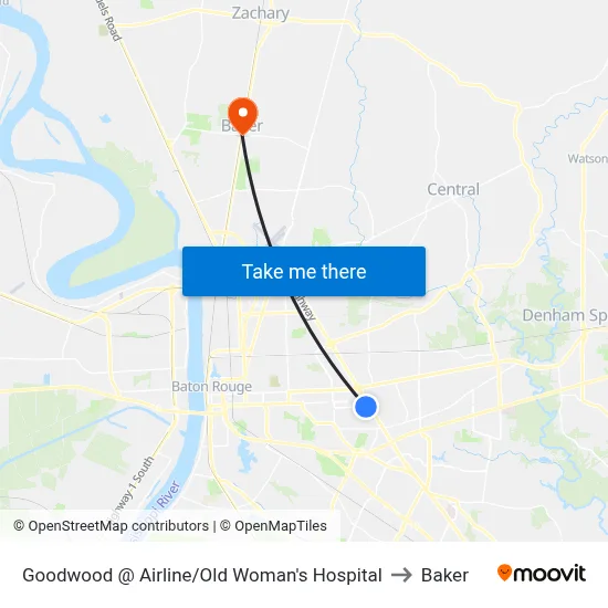Goodwood @ Airline/Old Woman's Hospital to Baker map