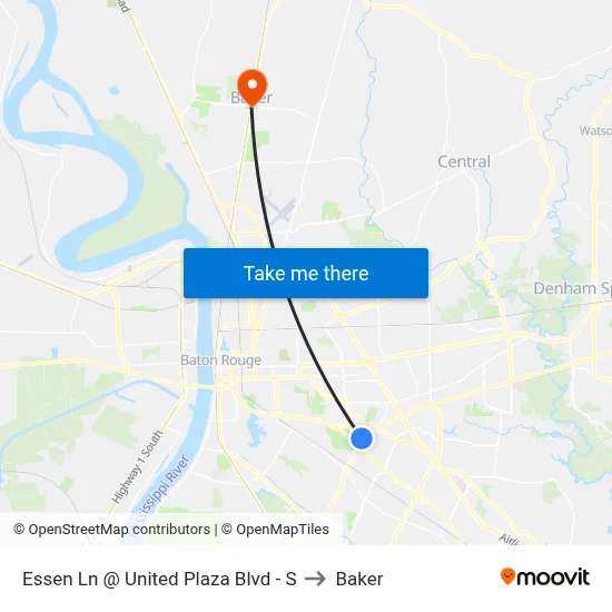 Essen Ln @ United Plaza Blvd - S to Baker map
