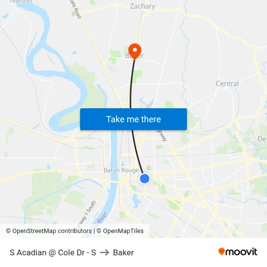 S Acadian @ Cole Dr - S to Baker map