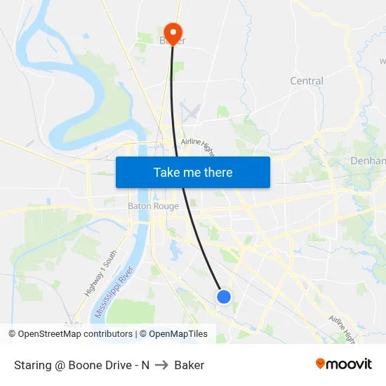 Staring @ Boone Drive - N to Baker map