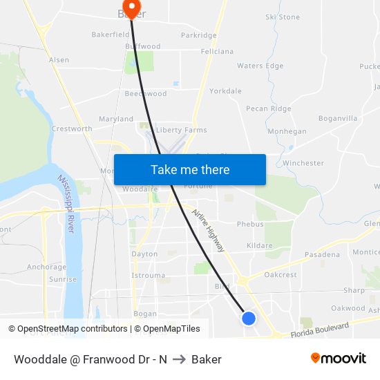 Wooddale @ Franwood Dr - N to Baker map