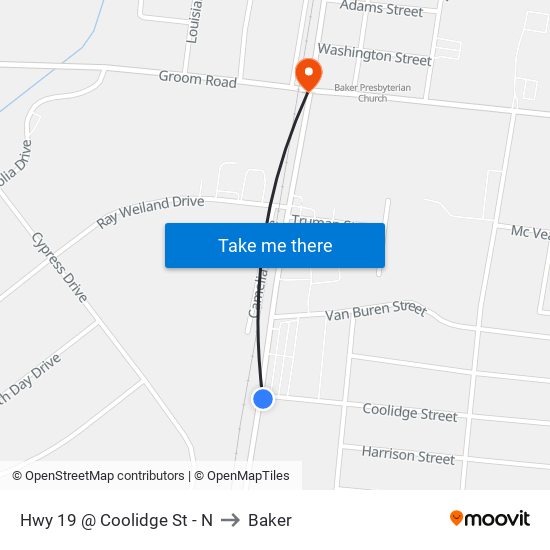 Hwy 19 @ Coolidge St - N to Baker map