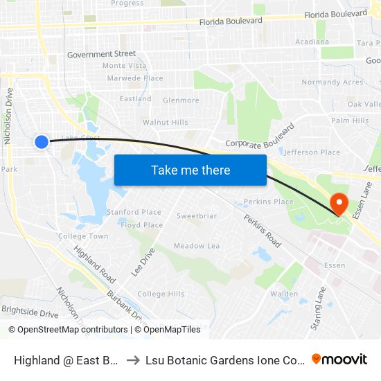 Highland @ East Buchanan - N to Lsu Botanic Gardens Ione Conference Center map