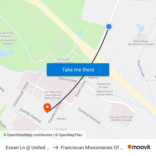 Essen Ln @ United Plaza Blvd - N to Franciscan Missionaries Of Our Lady University map