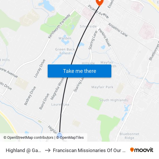 Highland @ Gardere - E to Franciscan Missionaries Of Our Lady University map