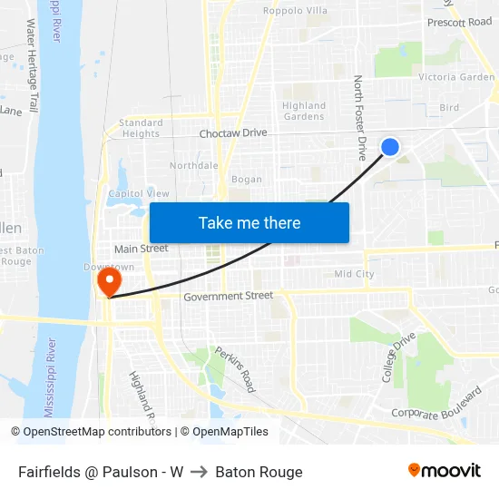Fairfields @ Paulson - W to Baton Rouge map