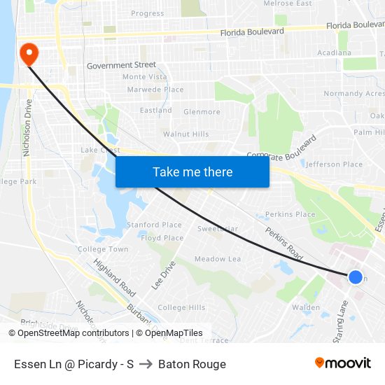 Essen Ln @ Picardy - S to Baton Rouge map