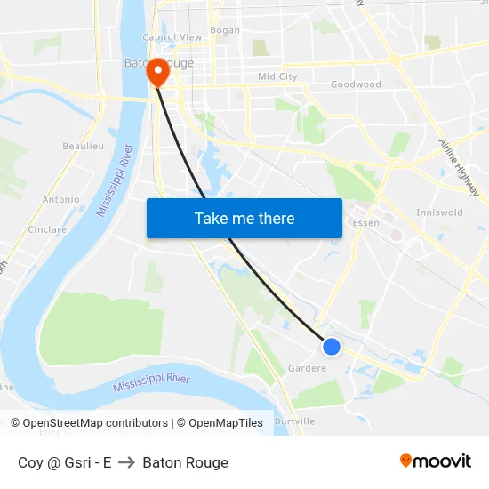 Coy @ Gsri - E to Baton Rouge map