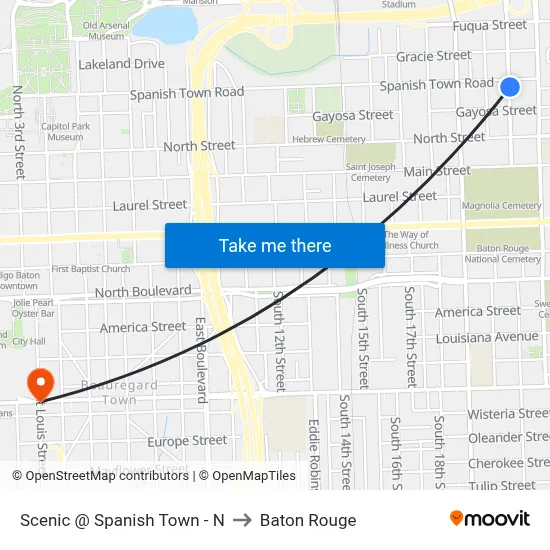 Scenic @ Spanish Town - N to Baton Rouge map