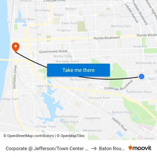 Corporate @ Jefferson/Town Center - E to Baton Rouge map