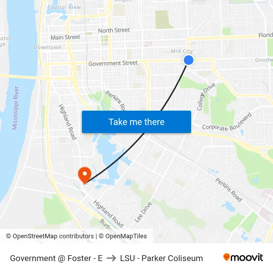 Government @ Foster - E to LSU - Parker Coliseum map