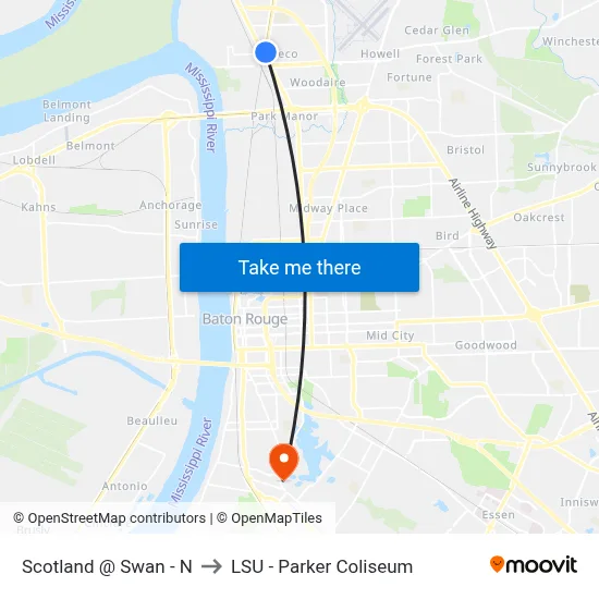 Scotland @ Swan - N to LSU - Parker Coliseum map
