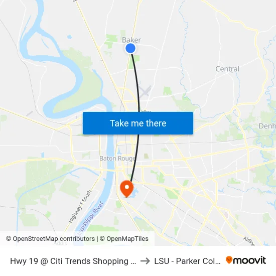 Hwy 19 @ Citi Trends Shopping Center - S to LSU - Parker Coliseum map