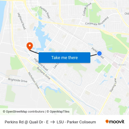 Perkins Rd @ Quail Dr - E to LSU - Parker Coliseum map