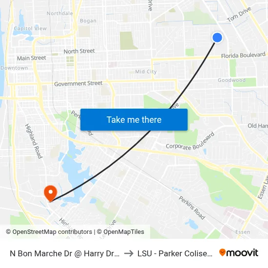 N Bon Marche Dr @ Harry Dr - S to LSU - Parker Coliseum map