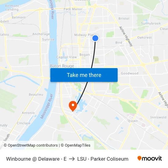 Winbourne @ Delaware - E to LSU - Parker Coliseum map