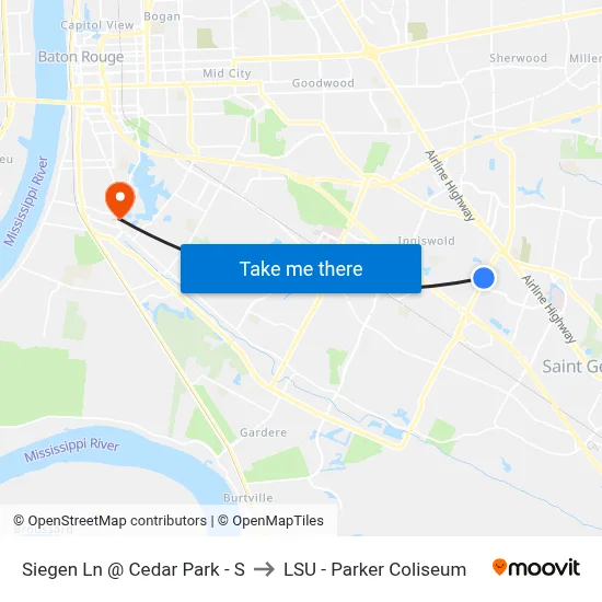 Siegen Ln @ Cedar Park - S to LSU - Parker Coliseum map