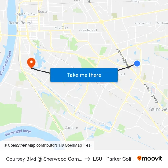 Coursey Blvd @ Sherwood Commons - E to LSU - Parker Coliseum map