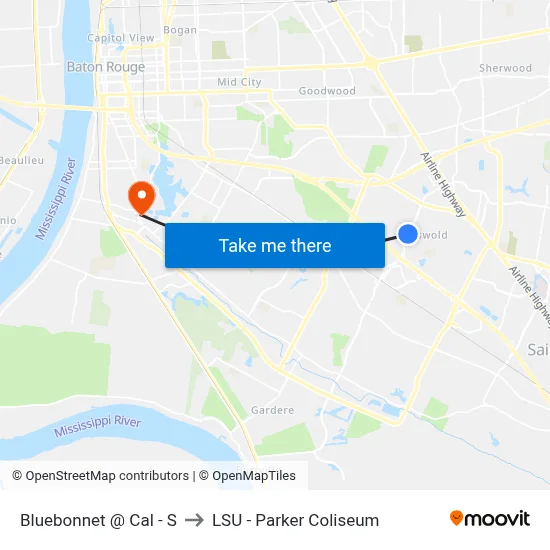 Bluebonnet @ Cal - S to LSU - Parker Coliseum map