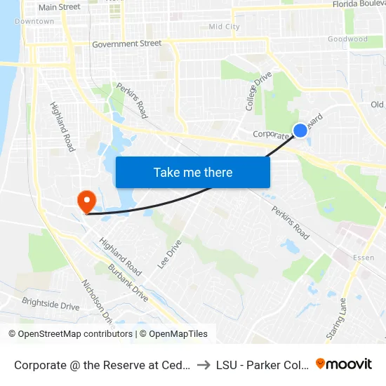 Corporate @ the Reserve at Cedar Lodge - to LSU - Parker Coliseum map