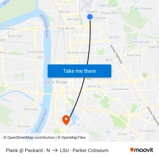 Plank @ Packard - N to LSU - Parker Coliseum map