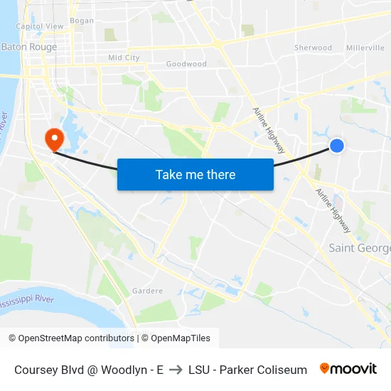 Coursey Blvd @ Woodlyn - E to LSU - Parker Coliseum map