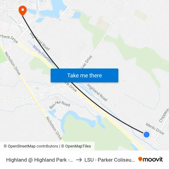 Highland @ Highland Park - E to LSU - Parker Coliseum map