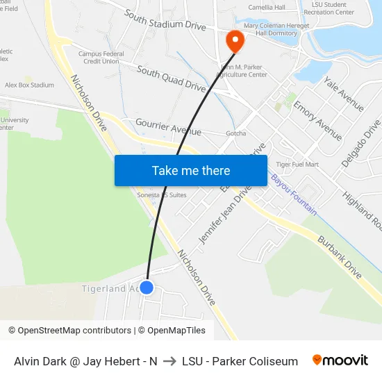 Alvin Dark @ Jay Hebert - N to LSU - Parker Coliseum map