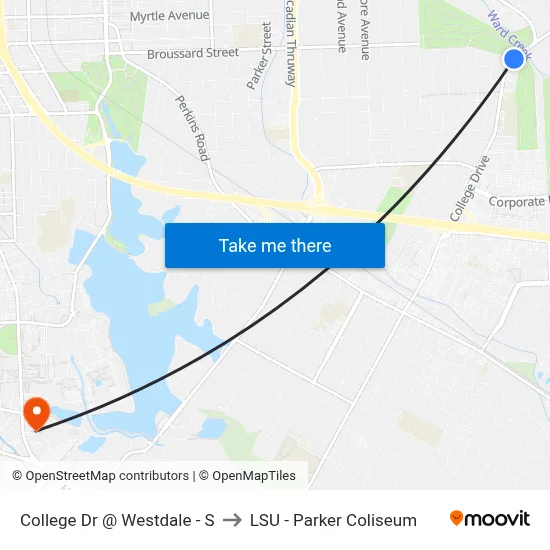College Dr @ Westdale - S to LSU - Parker Coliseum map