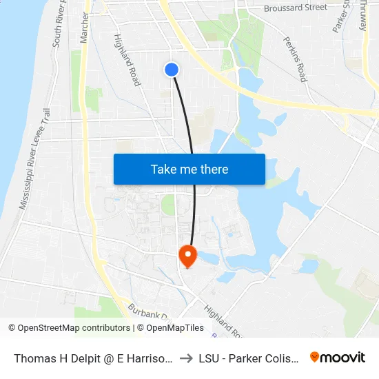 Thomas H Delpit @ E Harrison - N to LSU - Parker Coliseum map