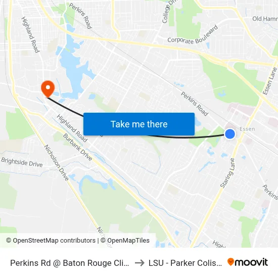 Perkins Rd @ Baton Rouge Clinic - E to LSU - Parker Coliseum map